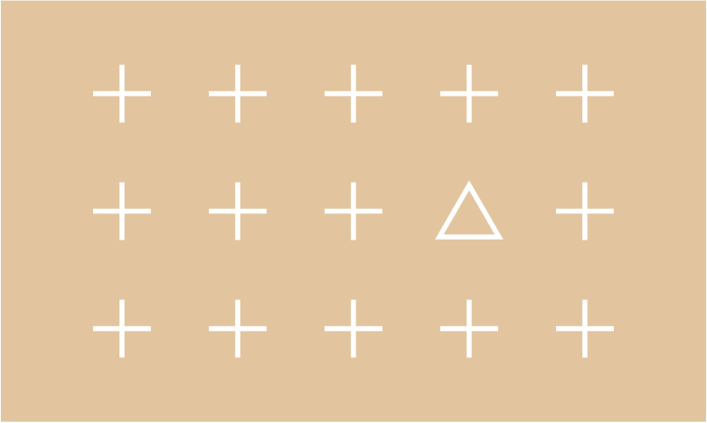 A grid with plus signs and a delta sign representing change.