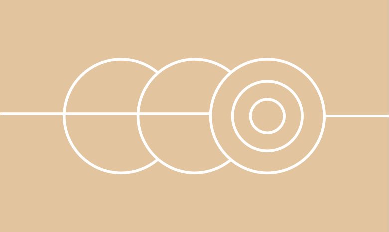 Three adjacent circles. The last one looks like a bullseye.