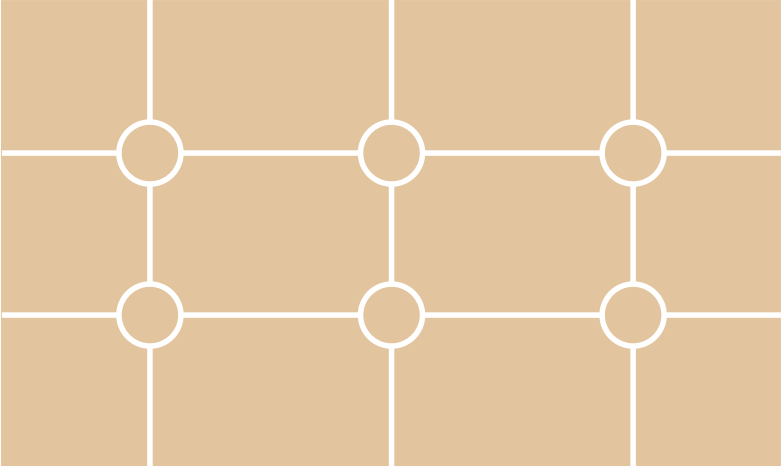 A grid of circles connected by vertical and horizontal lines