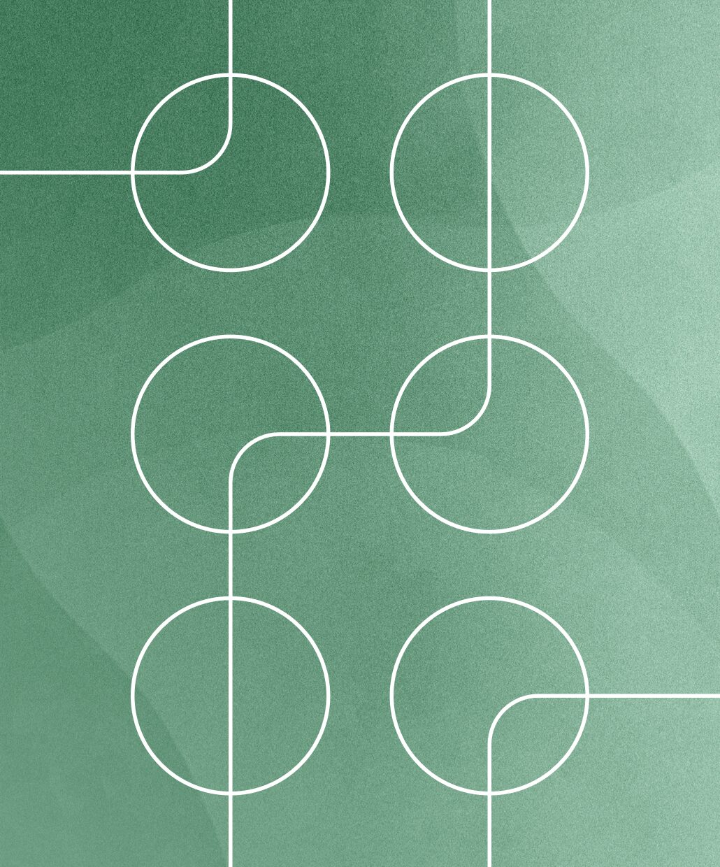 Six circles connected by wavy lines.